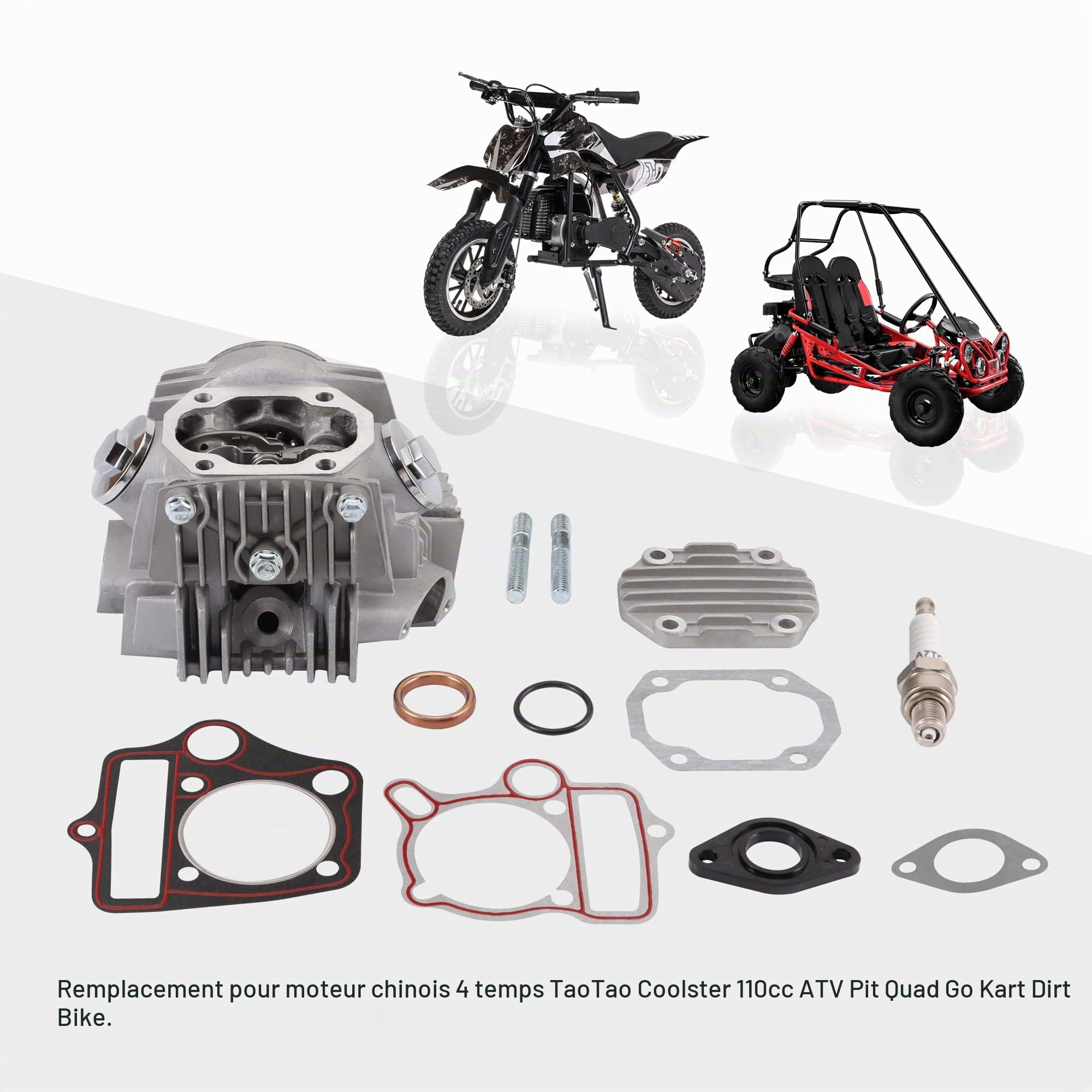 GOOFIT Tête de cylindre terminée Remplacement pour 4 Stroke 110cc Motorcycle Engine ATV Go Kart Dirt Bike