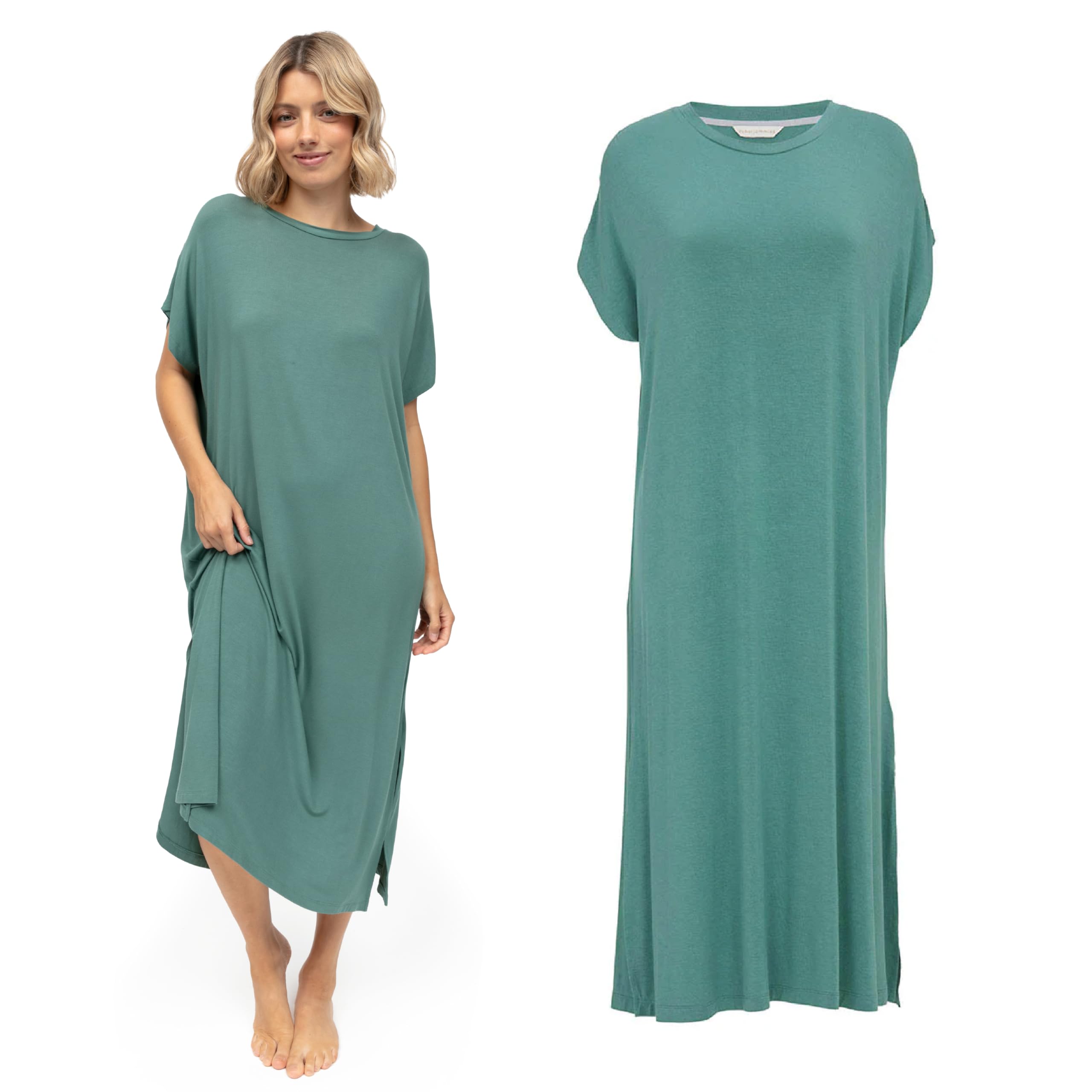 Cyberjammies Women's Kallie Jersey Kallie Jersey Long Nightdress | Soft Modal Nightie | Comfortable Nightwear | Seafoam Green