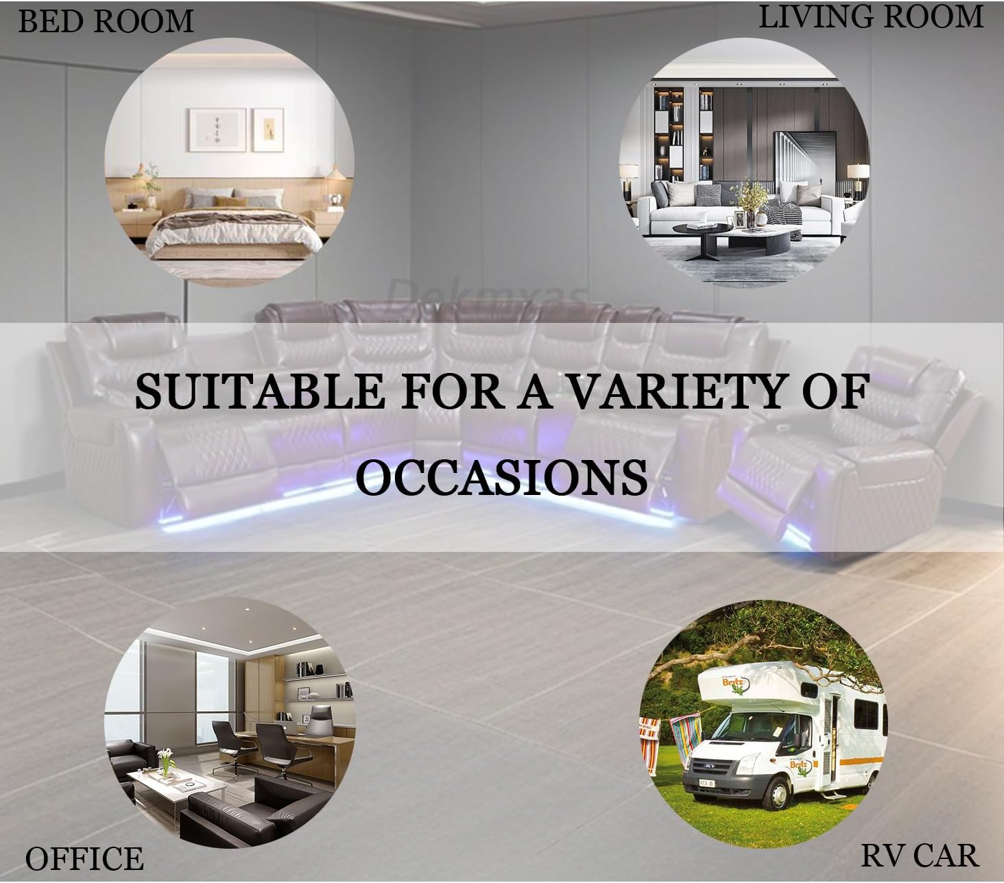 Living Room Furniture Reclining Sofa Set Leather Sofa Set Power Recliner Adjustable L-Shaped Sofa Set and Chair with Cup Holders/Storage Console/LED Light for Living Room, Office（Brown）