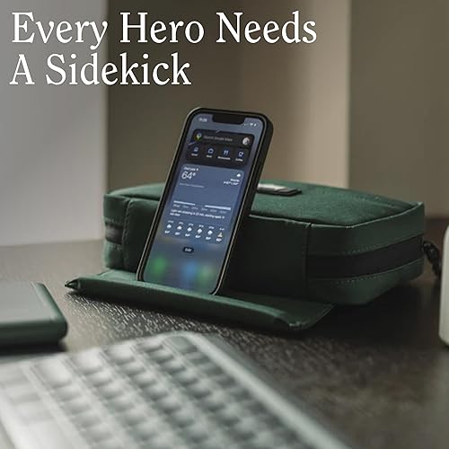 Miniatura 3 de Halfday Sidekick Tech - Kit organizador  Soporte abatible para teléfonotableta, bolsa con cremallera plana con malla eléctrica y elástico para cable