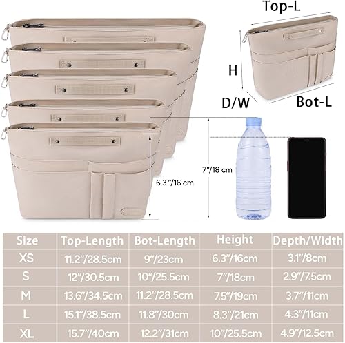 Miniatura 2 de HyFanStr Organizador de bolso para bolsos, organizador de bolsa de mano, bolsa con cremallera para mujer, organizador de bolso interior con 15