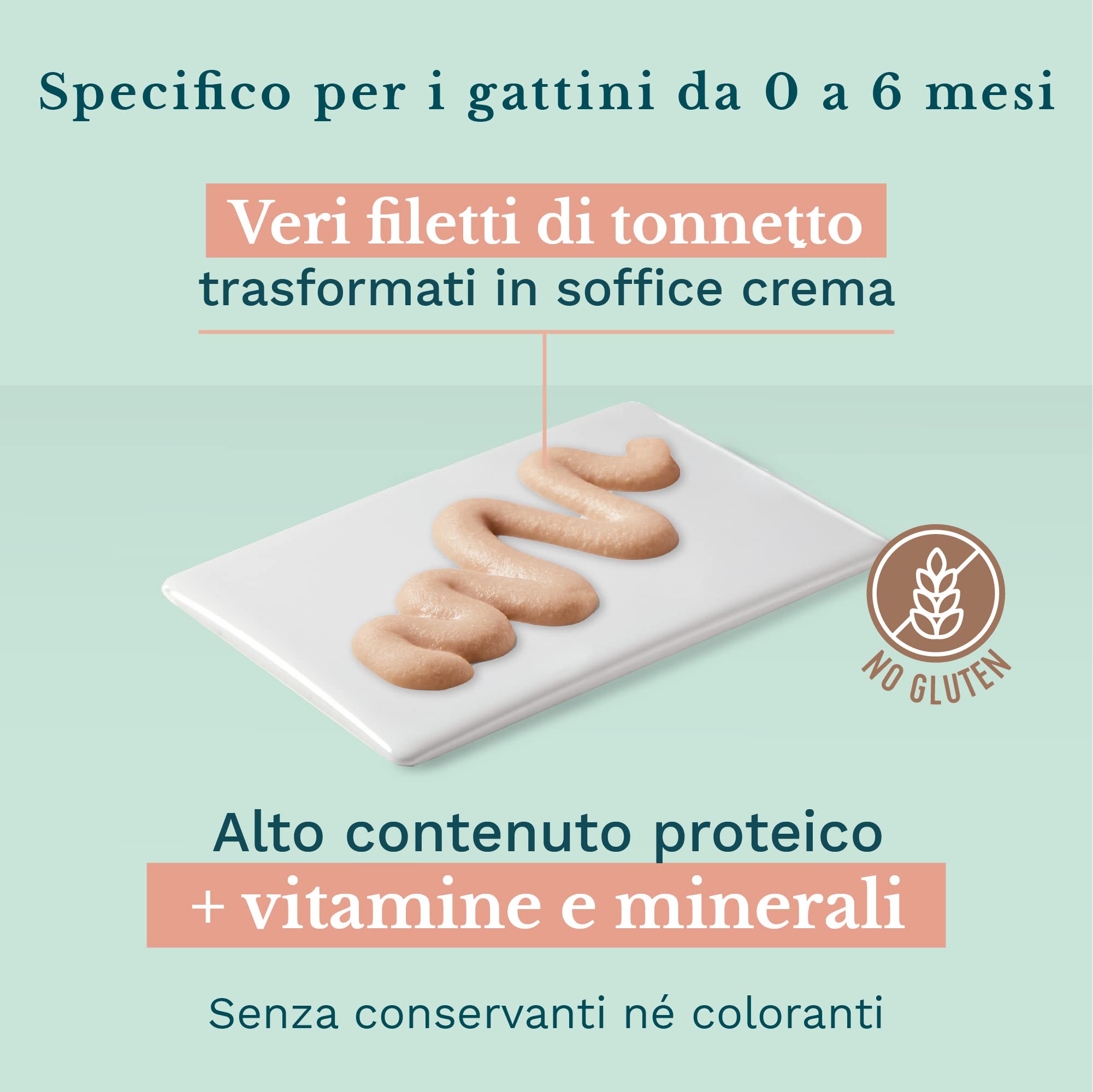 Schesir - Cibo umido per gatti cuccioli al gusto Tonnetto in crema - per gattini dai 0 ai 6 mesi - 20 buste con tappo da 150g (3kg totale)