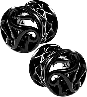 2PCS Blackline Alloy Flesh Ear Ring Stretcher Lobe Gauge Tunnel Plug Piercing Jewelry Choose Sizes