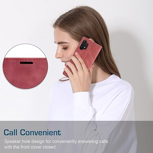 Miniatura 7 de Funda tipo cartera para Samsung Galaxy A32 5GM32 5G con bloqueo RFID, tarjetero y función atril magnético, de piel con tapa para Samsung Galaxy A32