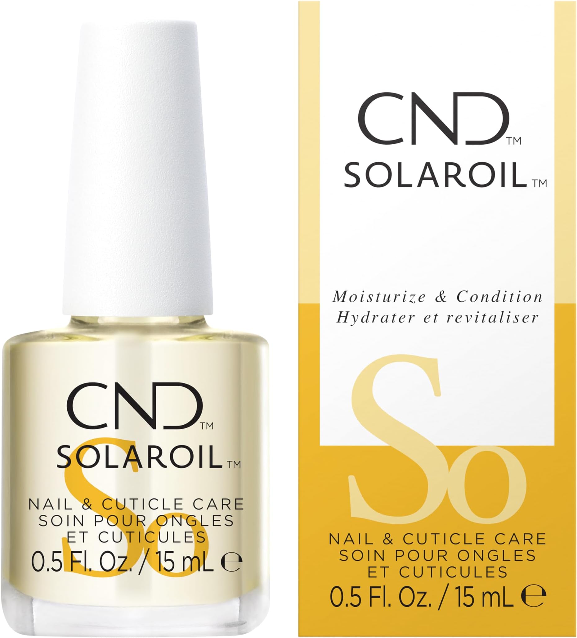 CND SolarOil Cuticle Oil, Natural Blend Of Jojoba, Vitamin E, Rice Bran and Sweet Almond Oils, Moisturizes and Conditions Skin, Pack Of 1, 0.5 oz.