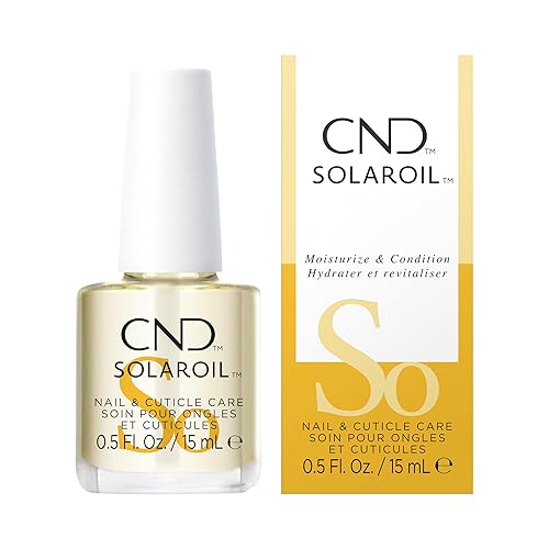 CND Aceite de cutícula SolarOil, regalos para ella, rellenos de calcetines, mezcla de jojoba, vitamina E, salvado de arroz y aceites de almendras
