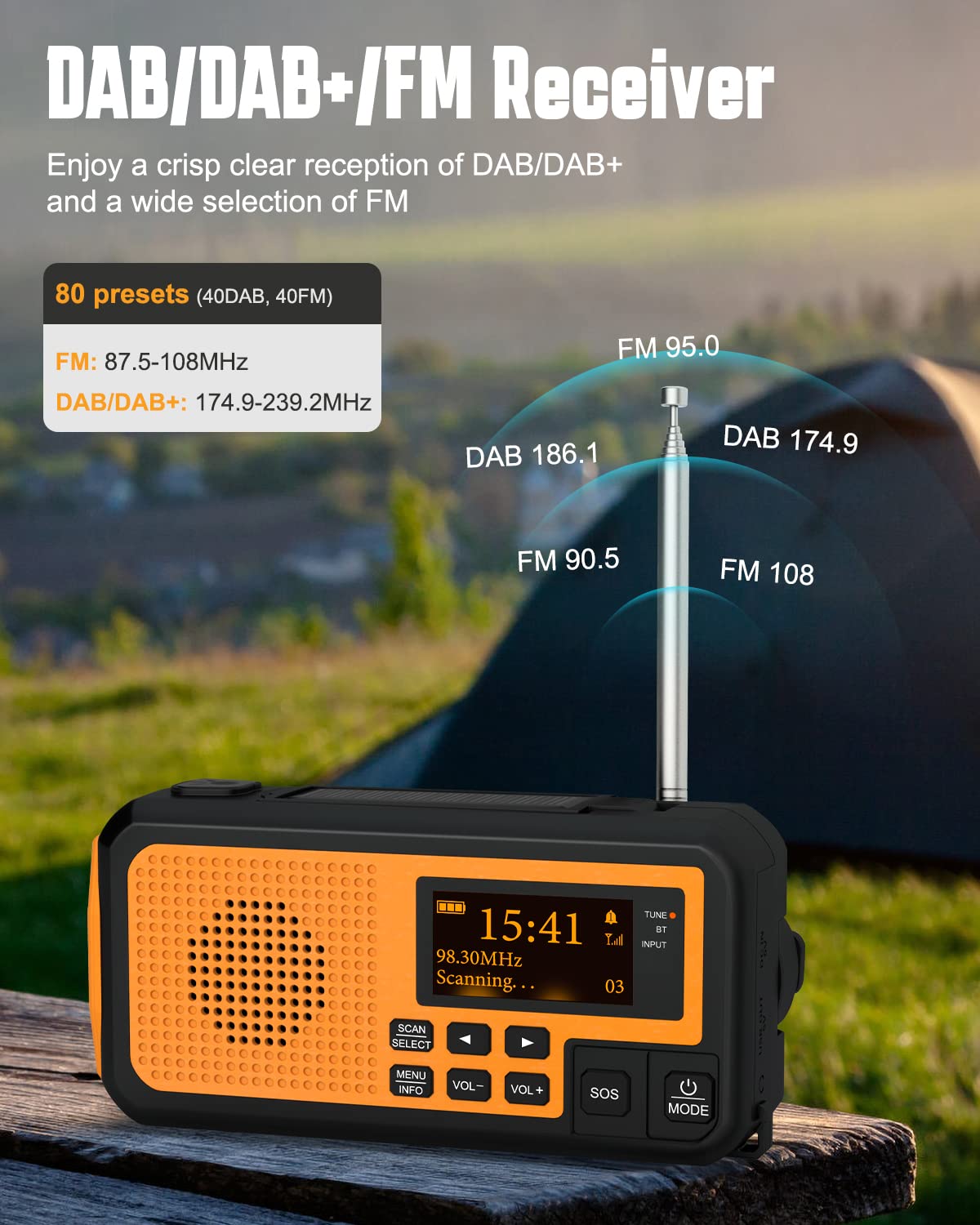 PRUNUS J-401/ malé rádio, AM FM rádio / 1200mAh baterie