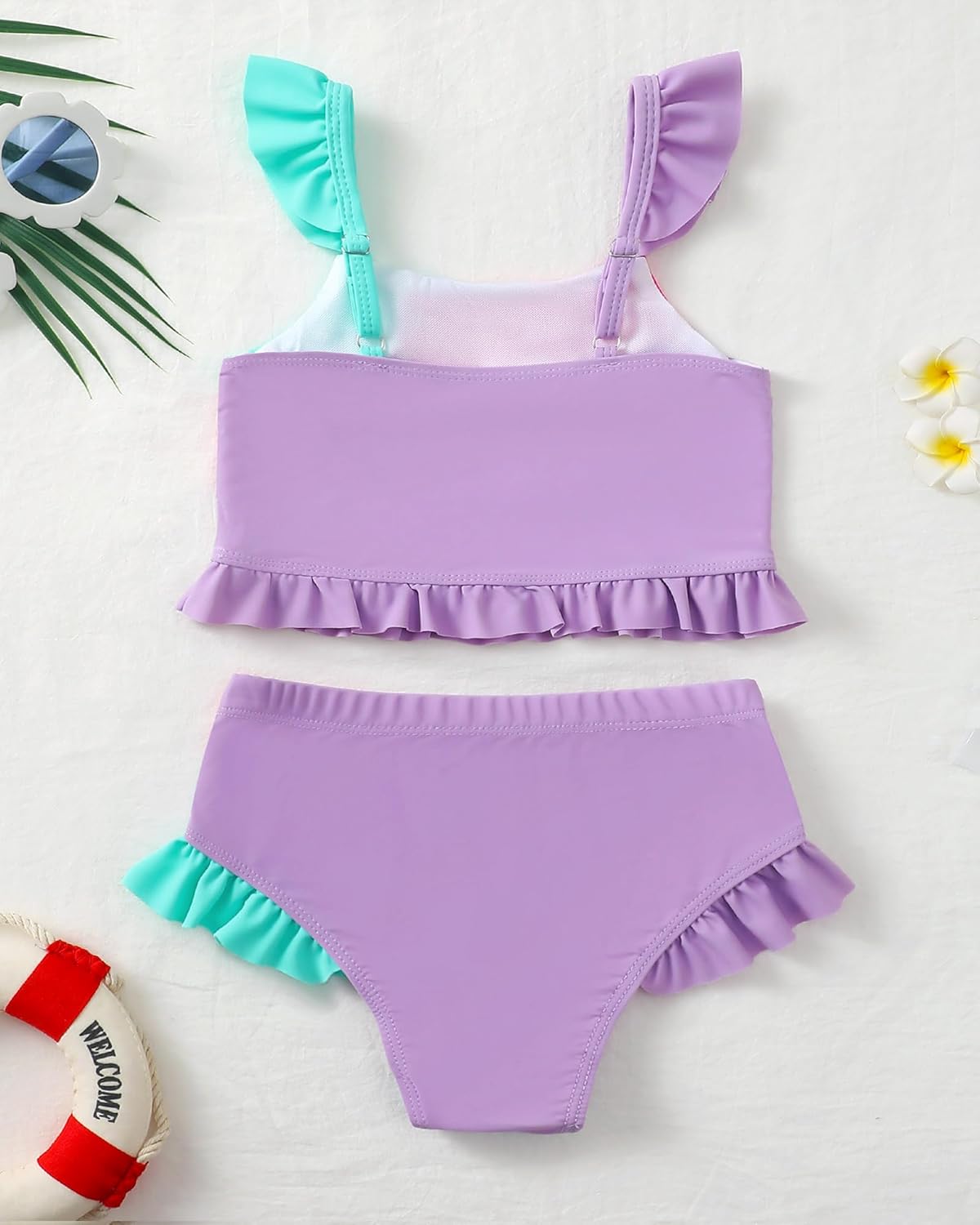 Mioglrie Toddler Baby Swimsuit Girl Summer 2 Piece Girl Bathing Suit 2T-6T Girls Tankini Color Block Bikini Swimwear - Image 2