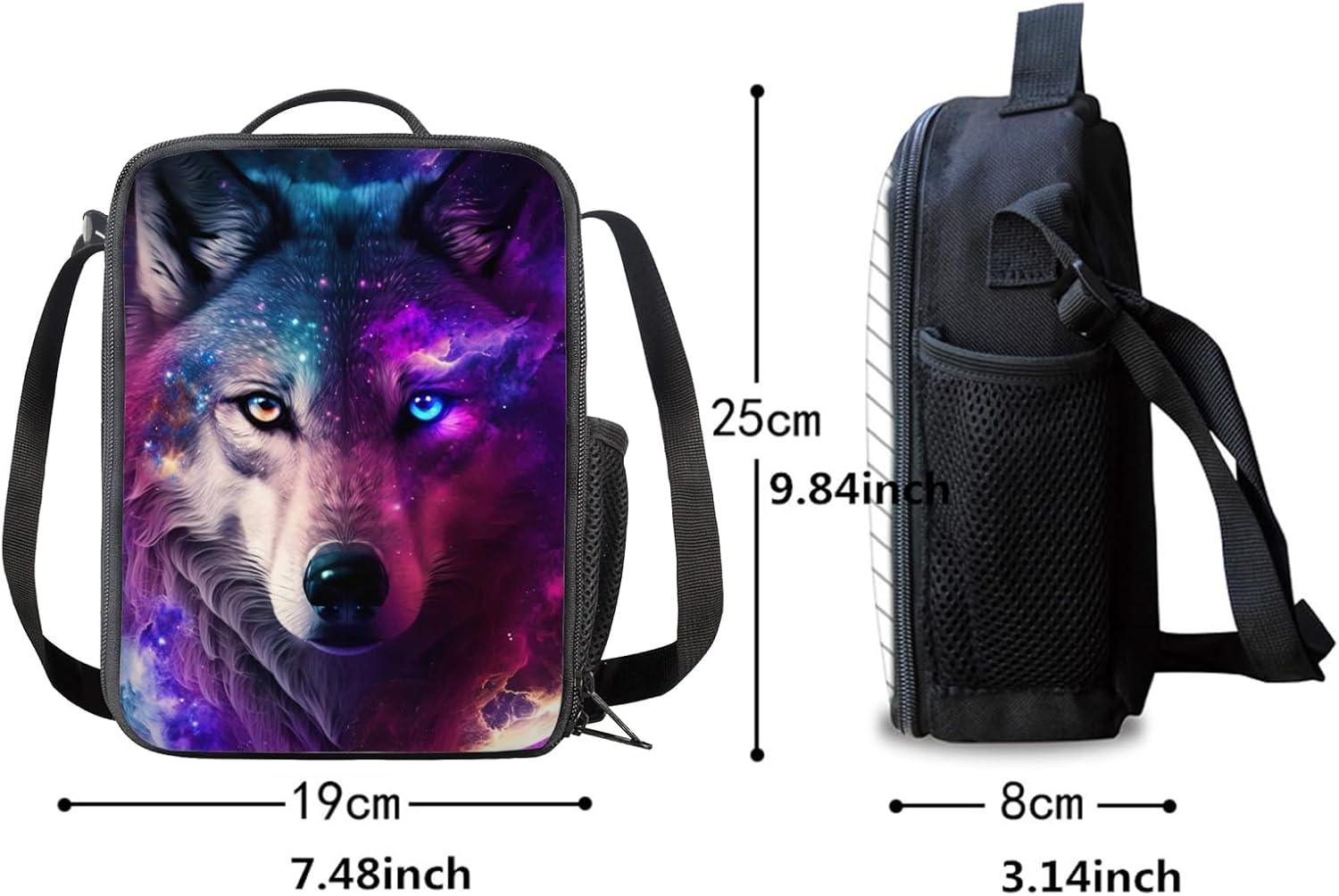 Upetstory Galaxy Wolf Backpacks Set for School for Kids Girls Boys School Bag Set with Lunch Box Pencil Case Water Bottle Sleeve Preschool Kindergarten Elementary Bookbag Teenager Schoolbag - Image 4
