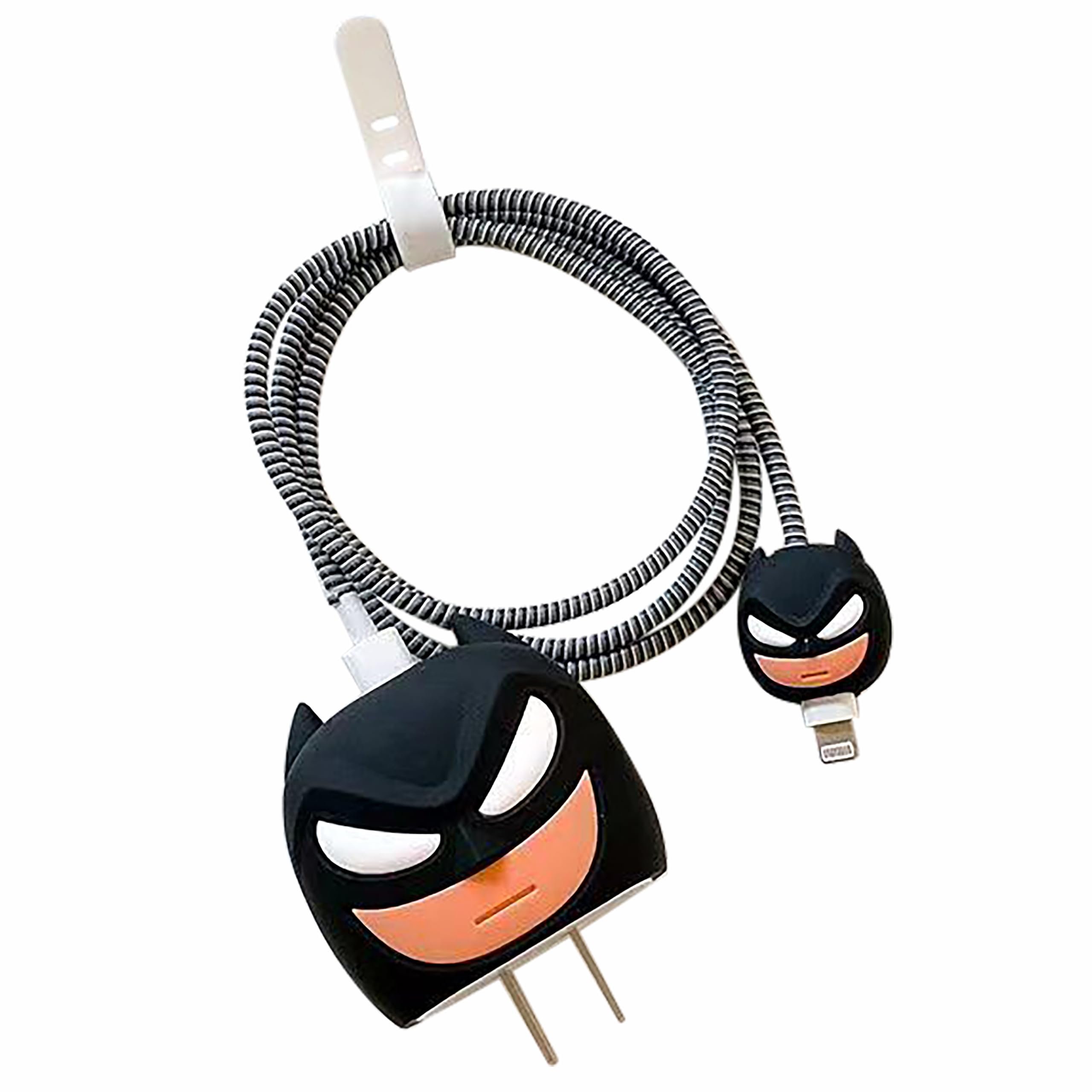 Prolet Cartoon Silicone Case for iPhone 18W & 20W Charger & Lightning Cable Protector | Fun 3D Cartoon Design | Charger Not Included | Bat-Man Black