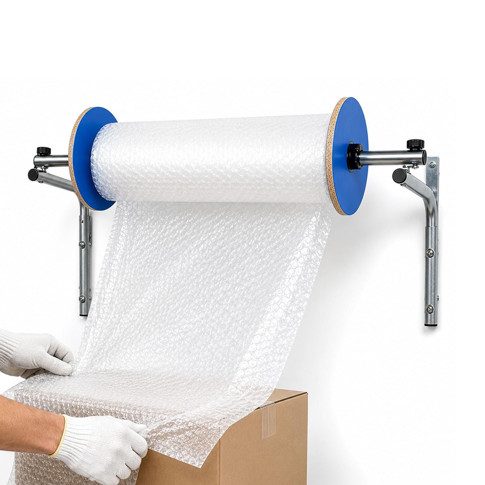 Dispenser per Rotolo di Pluriball, Supporto A Parete da 40 Cm, Adatto A Rotoli di Larghezza Massima 40 Cm, in Acciaio Zincato Rinforzato, Ideale per Imballaggio, Trasloco E Spedizione