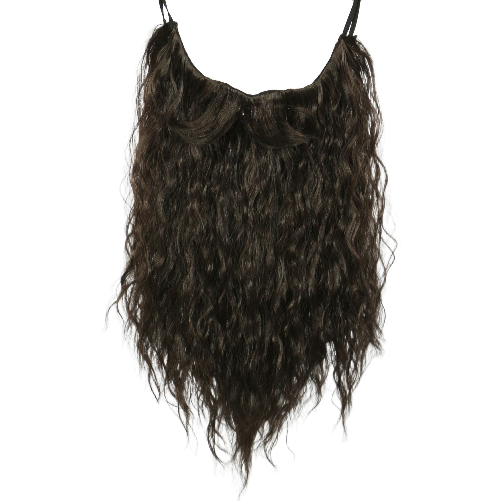Linfairy Long Curly Synthetic Fake Beard Mustache for Wizard Costume and Halloween Party for Adults (Brown) - Image 2