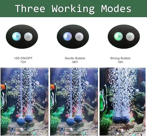 Miniatura 2 de Lewisia Kit de bomba de aire solar de 8 W con manguera de aire y piedras de burbuja, 3 modos de trabajo, aireador de estanque oxigenador de burbujas