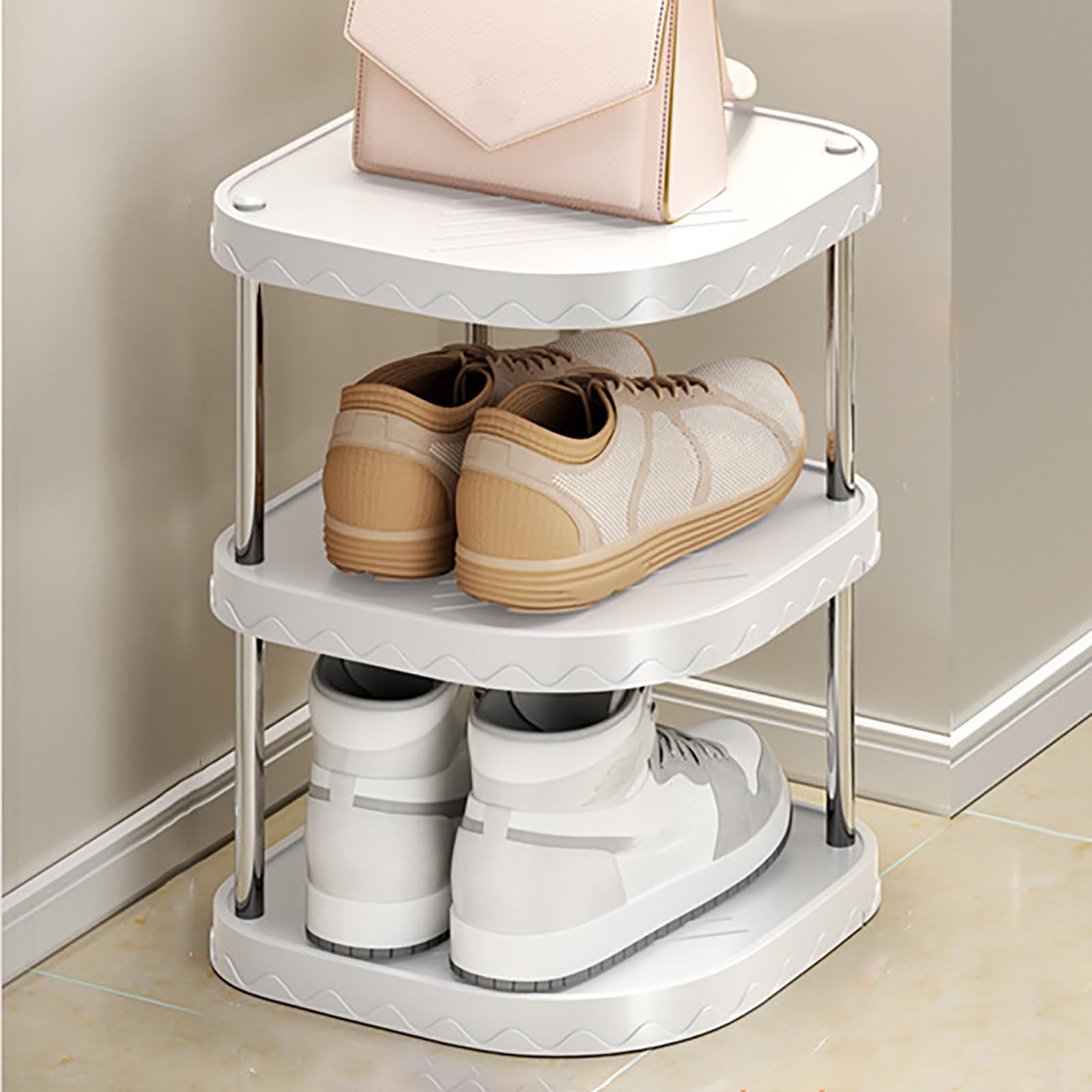 AILEMIY White Shoe Rack,Vertical Shoe Racks Tall Shoes Stand,Space Saving Corner Shelf Shoe Tower,Hallway Closet Entryway Tall Slim Vertical Shoe Storage Organizer