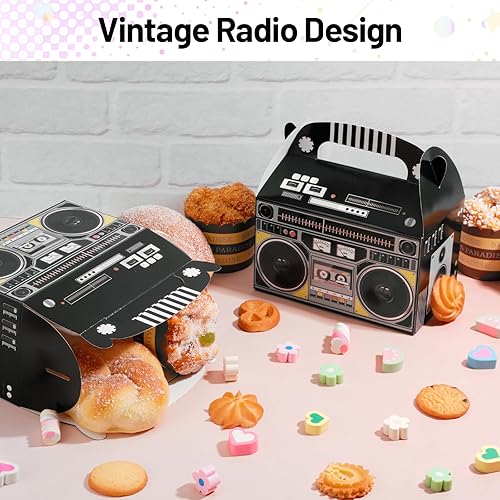 Miniatura 4 de 12 piezas de decoraciones de fiesta de hip hop, decoraciones de fiesta de los años 80 y 90, cajas de recuerdo novedosas, caja de regalo de radio