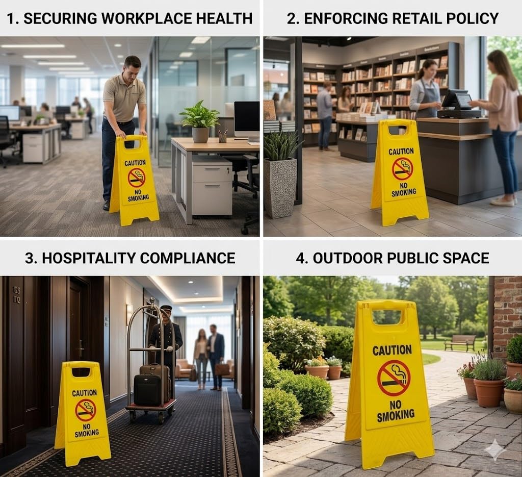 Dhwani Enterprise NO SMOKING sign board | Durable Safety Warning Display Board for Office | Factory | Hospital & Public 4