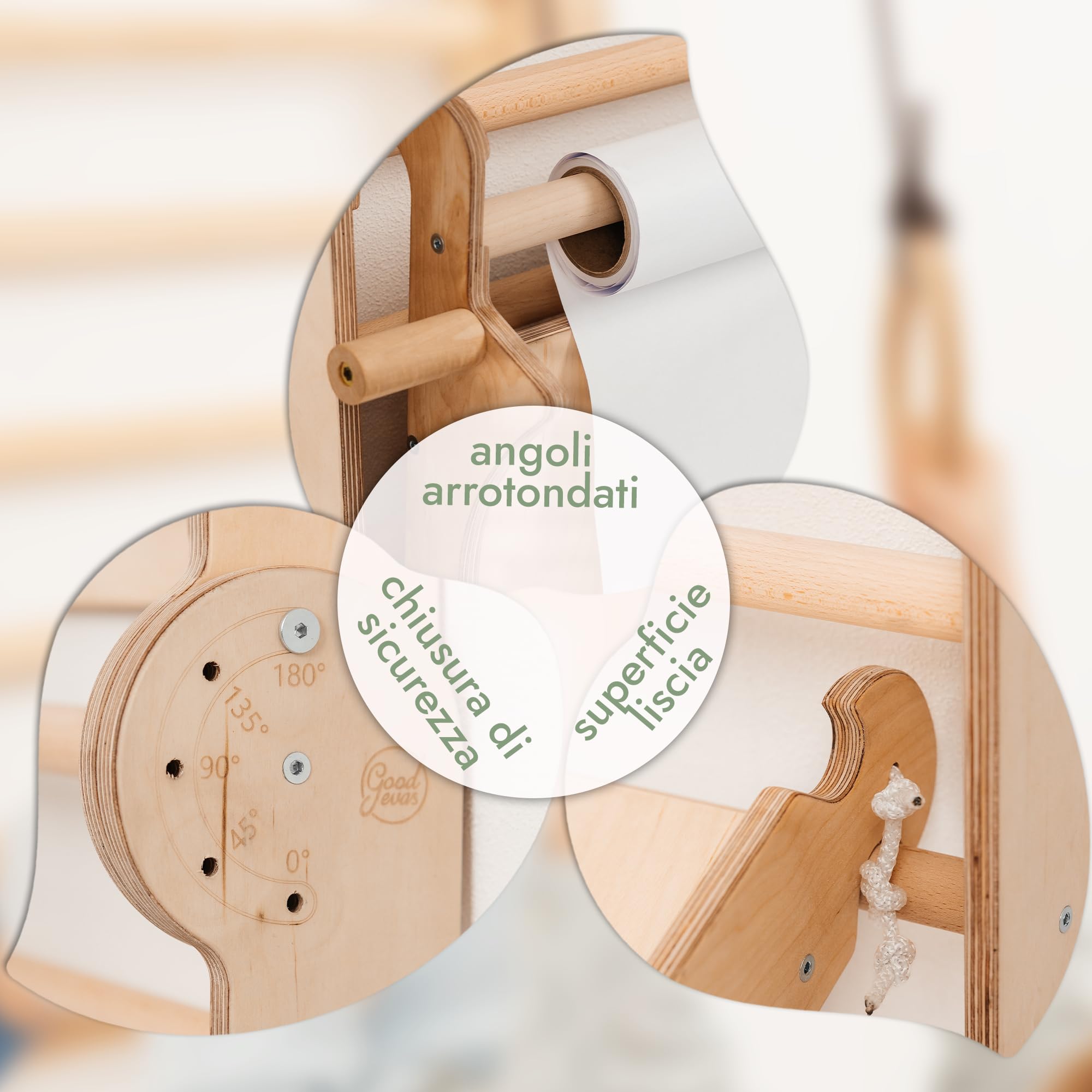 Goodevas Set da Parete Svedese 6 in 1 e Scivolo per Bambini, Versatile, Scala da Arrampicata, Altalena e tavola Scorrevole, Attrezzatura da Gioco Ideale per Interni, per Bambini da 2 a 12 Anni