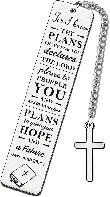 WTOPP Christian Art Gifts Metal Bookmark Bible Verse Inspirational Bookmark for Women -for I Know The Plans - Jeremiah 29:11
