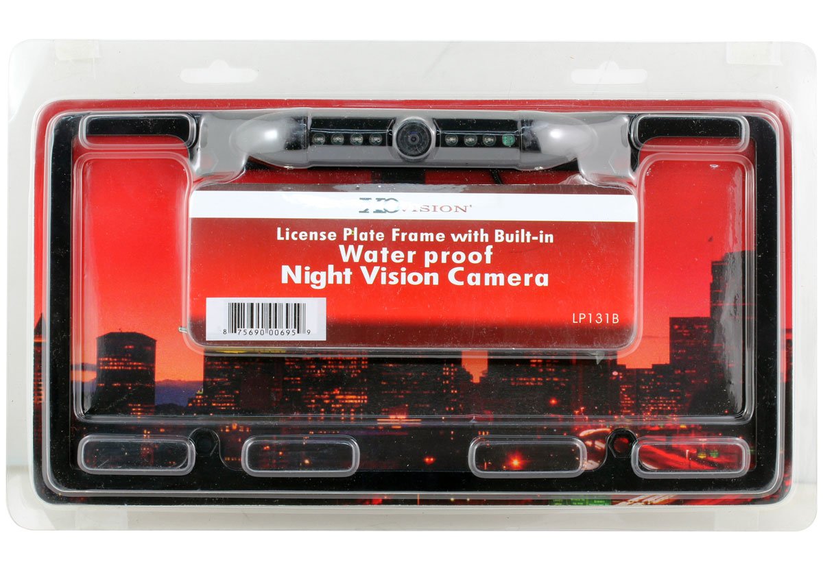 XO Vision LP131B License Plate Frame with Built-in Waterproof Night Vision Camera