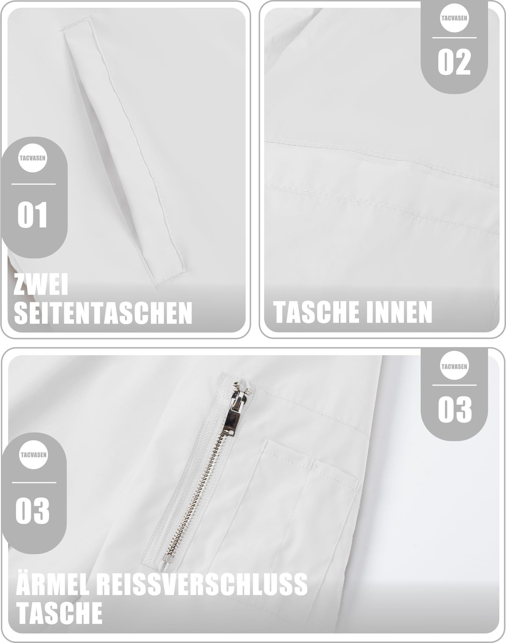 TACVASEN Herren Bomberjacke Sommer Blouson Jacke Übergangsjacke Leichte Fliegerjacken Freizeit mit Taschen