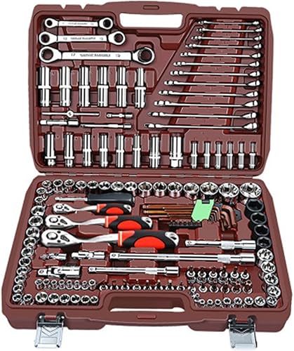 MMRODS Caja de herramientas de accionamiento de caja de herramientas, juego de llaves de mano para reparación de automóviles, 1 juego de acero al