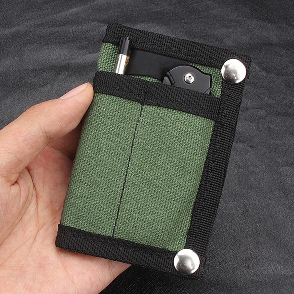 EDC Tool Storage Bag, Waterproof Canvas EDC Organizer Portable Compact Tool Pouch for Notebook Pen Card, Green - Image 4