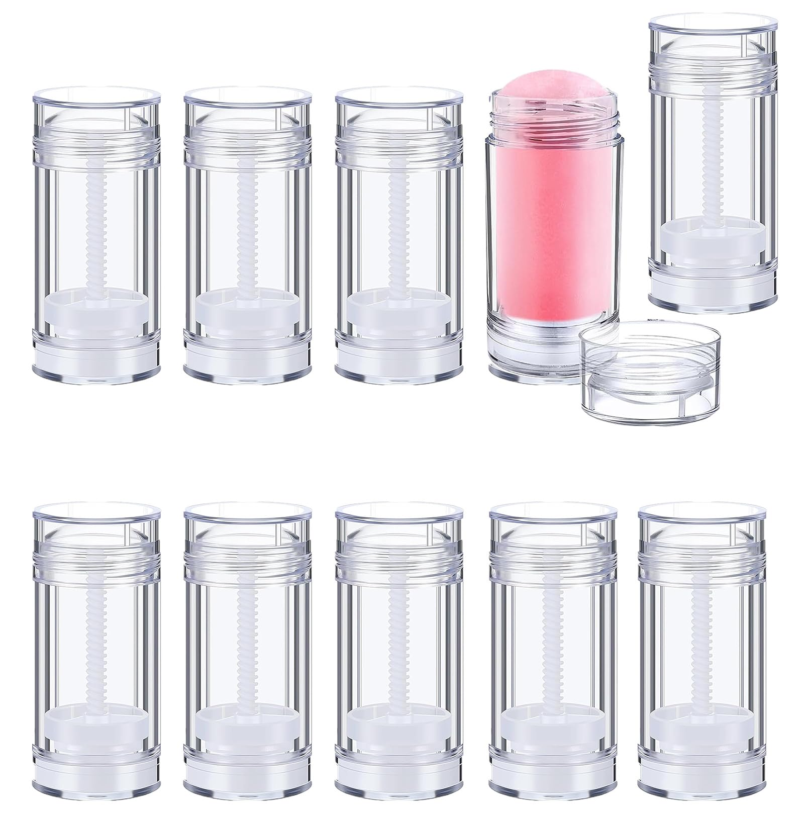 10 Pcs 30ml/1oz Empty Deodorant Containers Bottom Filling Stick Plastic Deodorant Container Twist up Refillable Deodorant Bottles Empty Lip Balm Tube for Homemade DIY Lipstick Crayon Chapstick
