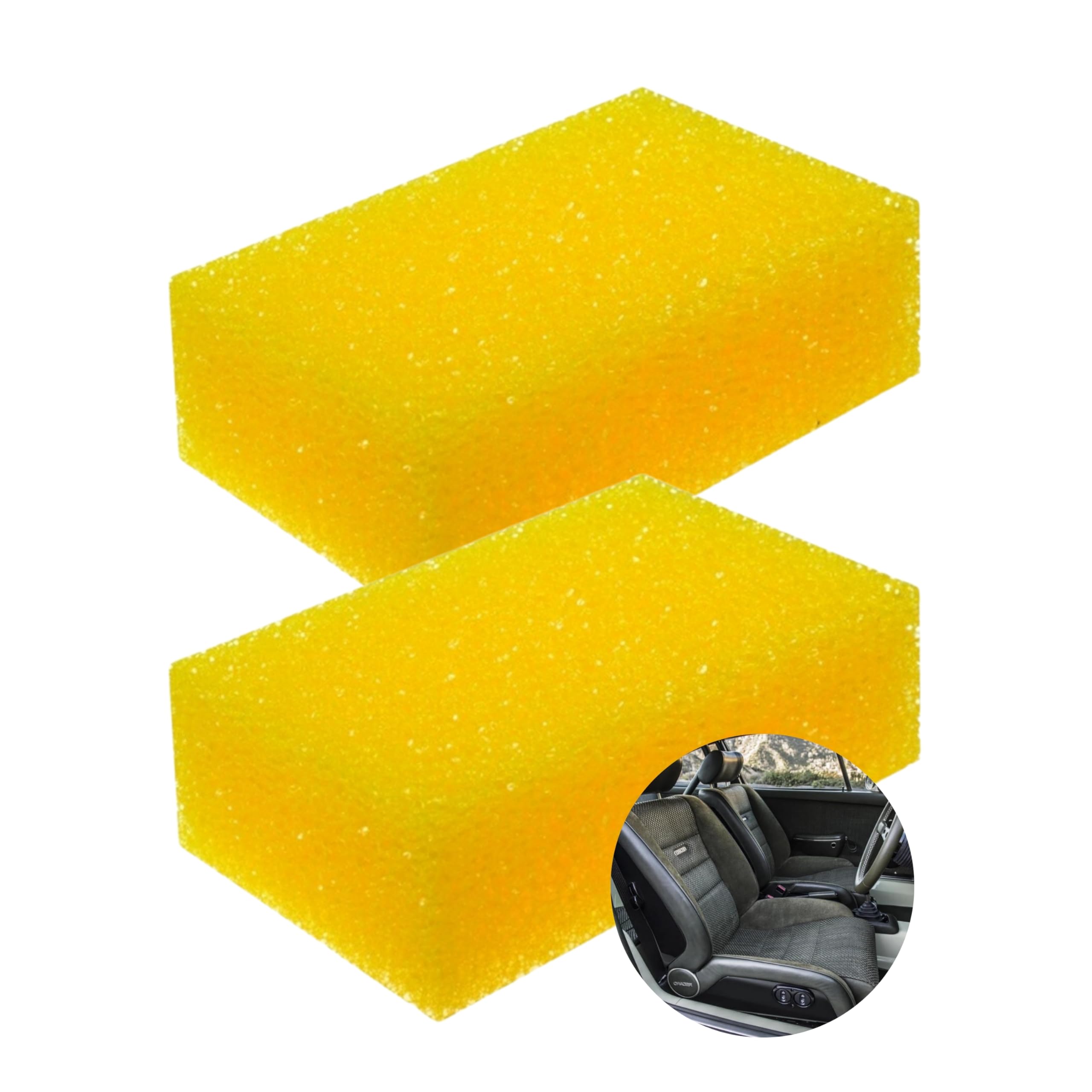 Tek Automotive Yellow Upholstery Sponge Twin Pack – Honeycomb Abrasive Sponges For Car Upholstery, Home, Rugs & Carpet Cleaning, Compatible With Upholstery Cleaners