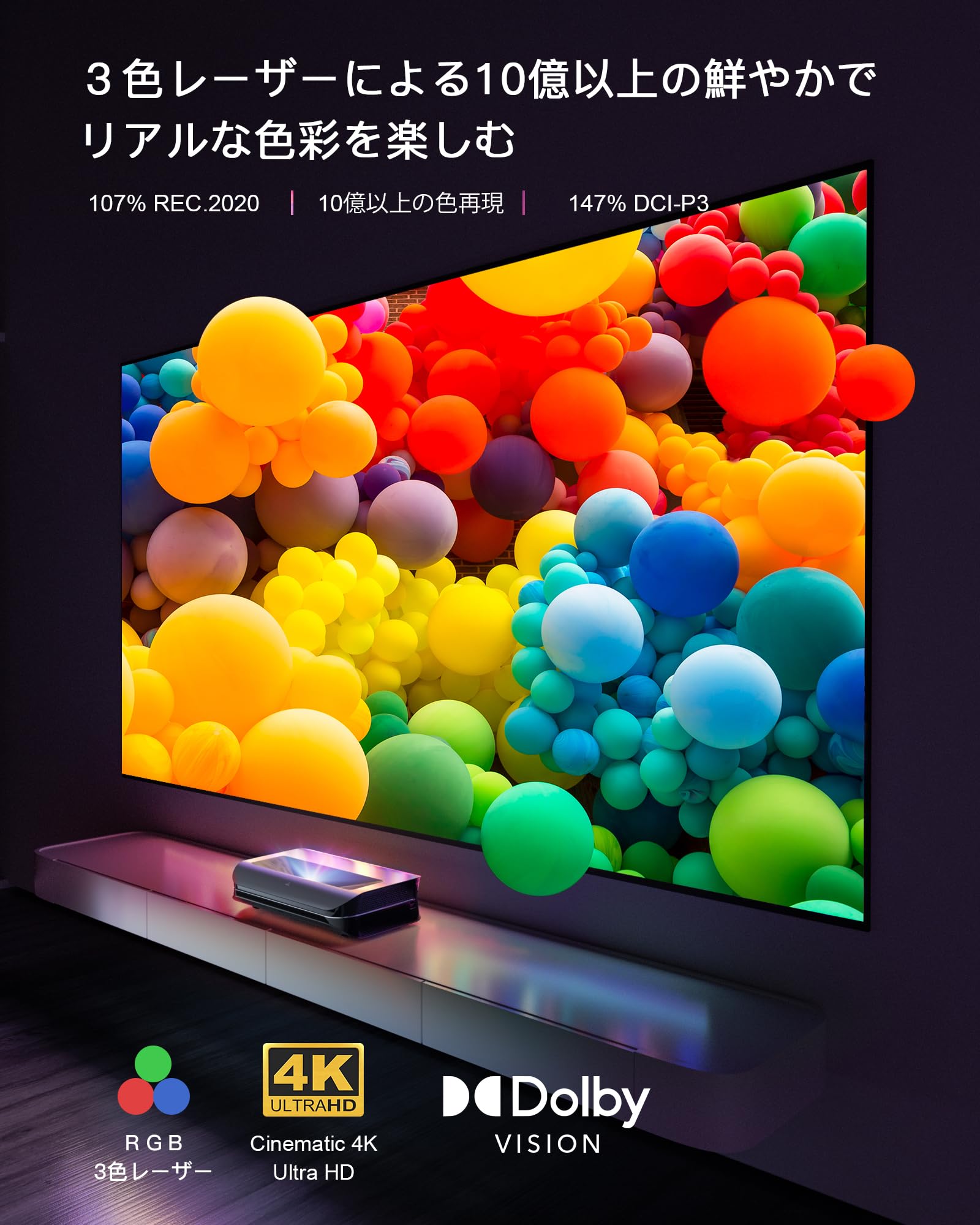 Amazon.co.jp: AWOL VISION LTV-2500 4K 超短焦点 3色レーザー 