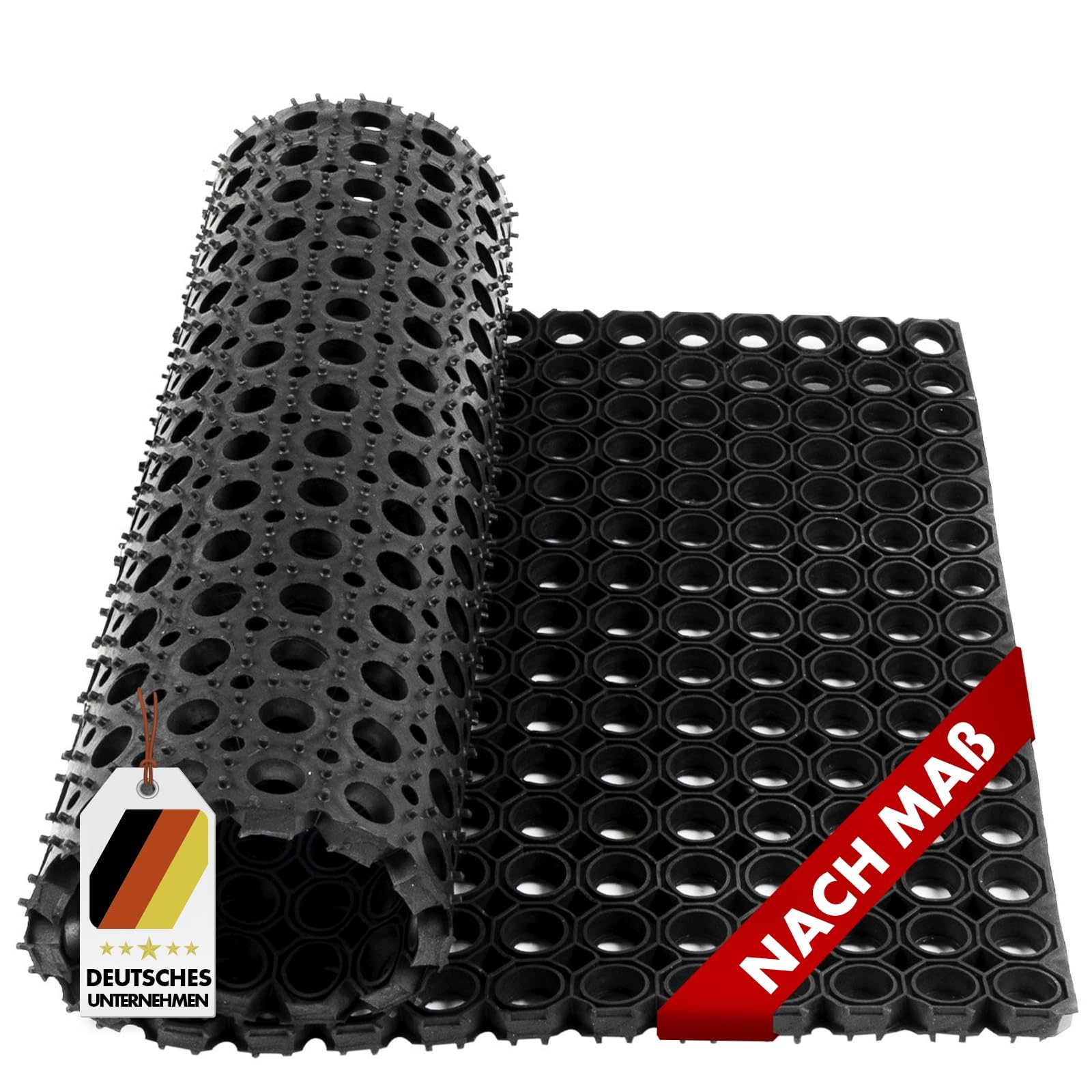 Floordirekt Ringgummimatte Octagon | Hoch belastbare & wetterfeste Antirutschmatte für gewerbliche & Private Außenbereiche | Schmutzfangmatte Gummimatte Ringmatte - Stärke: 23 mm (100 x 200 cm)