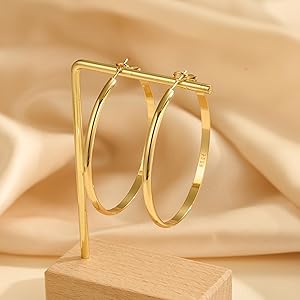 Amazon.com: EXGOX 3mm Wide Gold Hoop Earrings for Women