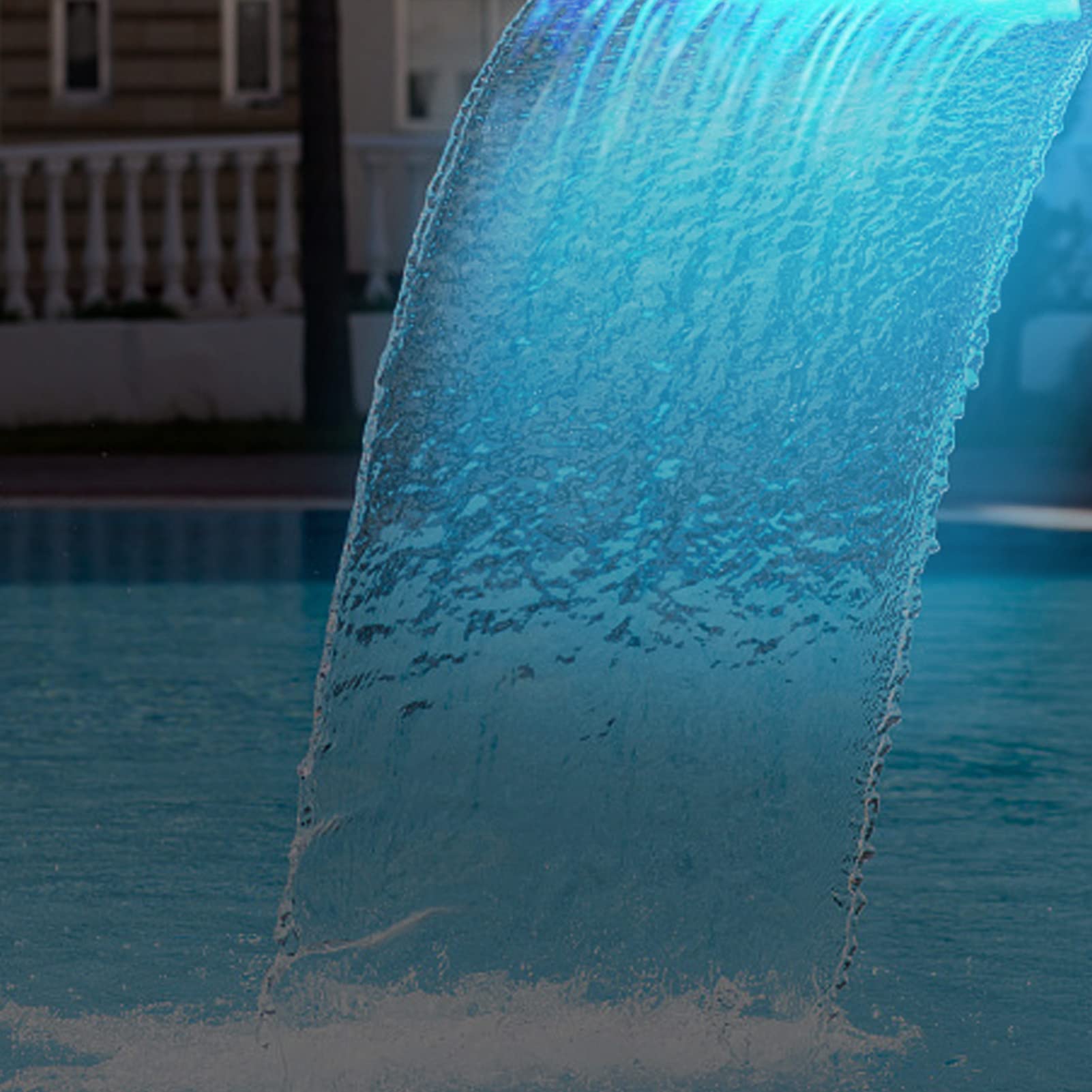 Fuente Rectangular de Cascada de Acero Inoxidable con Luz LED para Piscina, Jardín, Parque Infantil