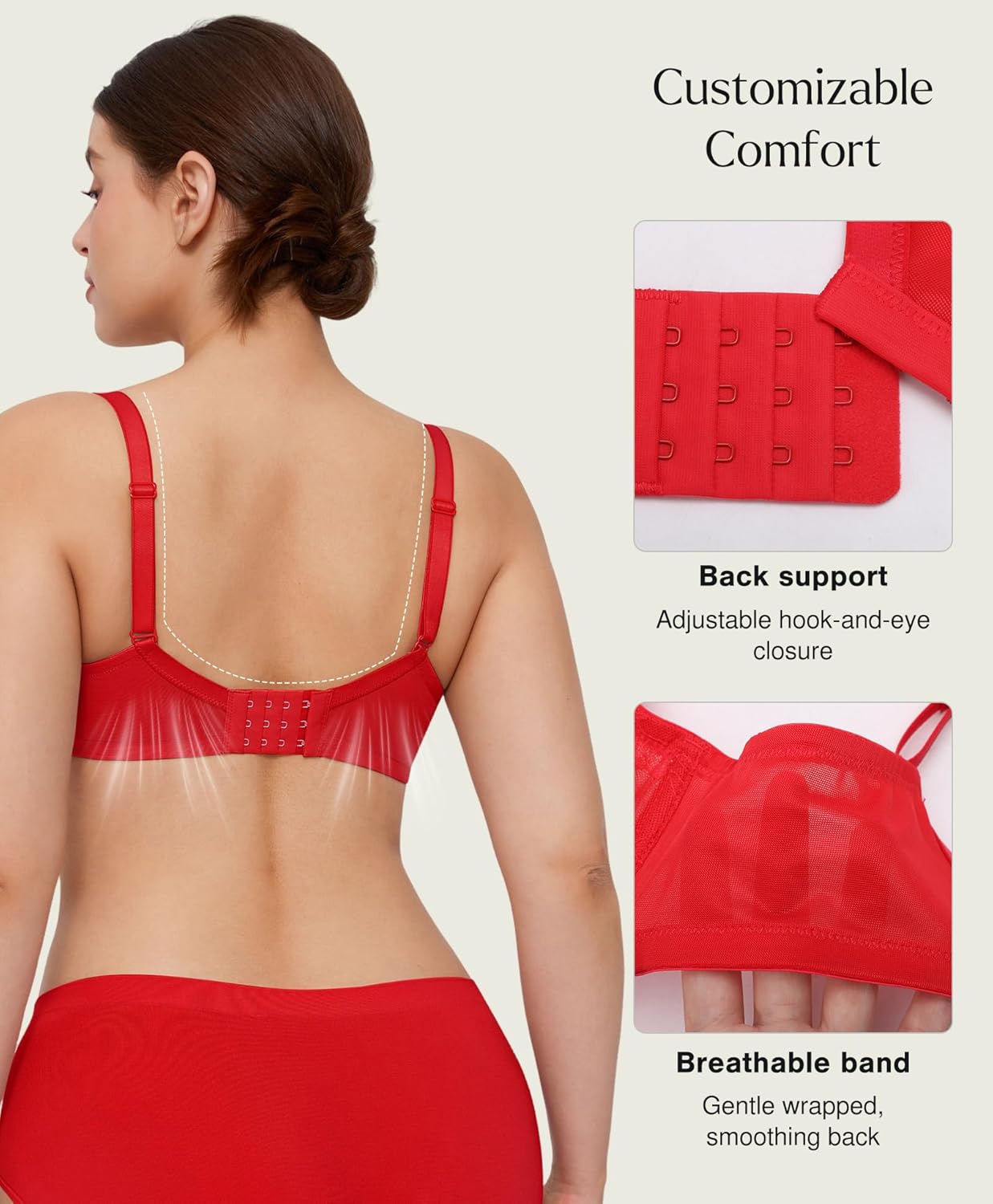 Popilush Minimizer Bras for Women Plus Size Full Coverage Lace Underwire Support Push Up Bra for Heavy Breast Everyday Wear - Image 2