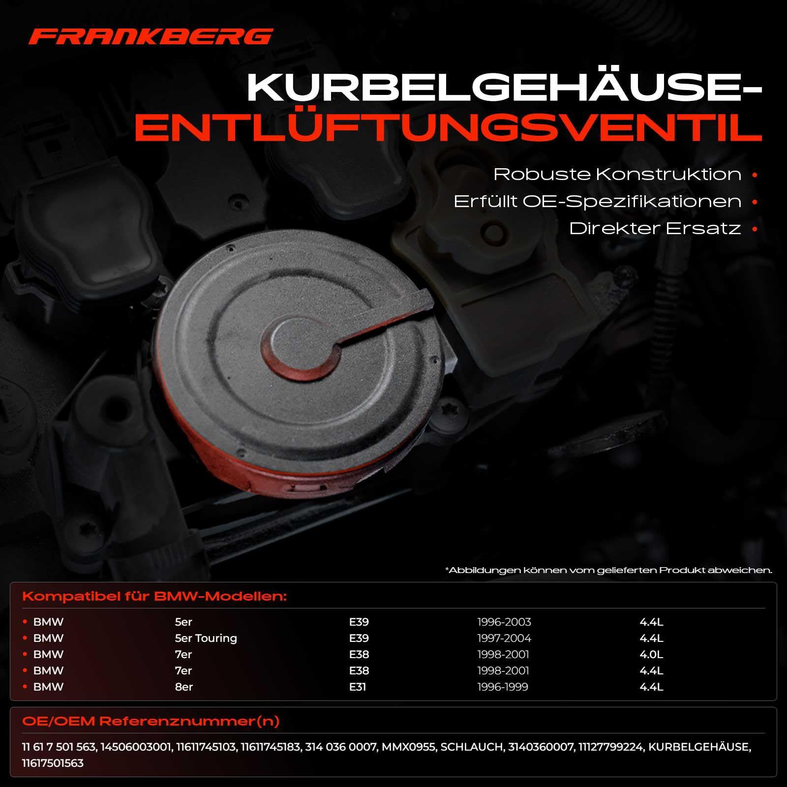 Kurbelgehäuseentlüftung Ventil für E31 E38 E39 4.0L 4.4L 1996-2004 11617501563
