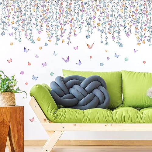 Miniatura 10 de Calcomanías de pared de flores blancas para sala de estar, dormitorio, habitación de bebé, hija, Roon, calcomanías de pared autoadhesivas para pared