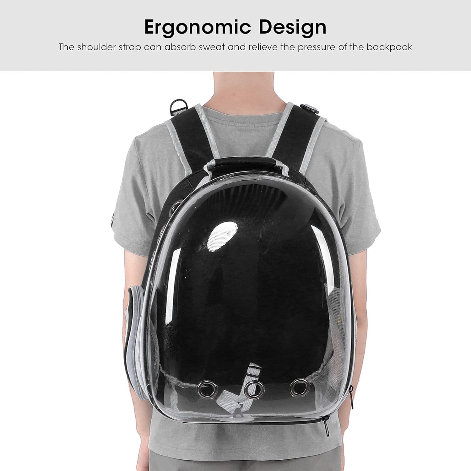 Cat Backpack Space Capsule, Transparent Pet Bubble Backpack for Small Dogs and Cats Durable Oxford Cloth and PC Scratch Fabric Comfortable Travel Carrier for Pets Under 6 (Upgraded Version Black)
