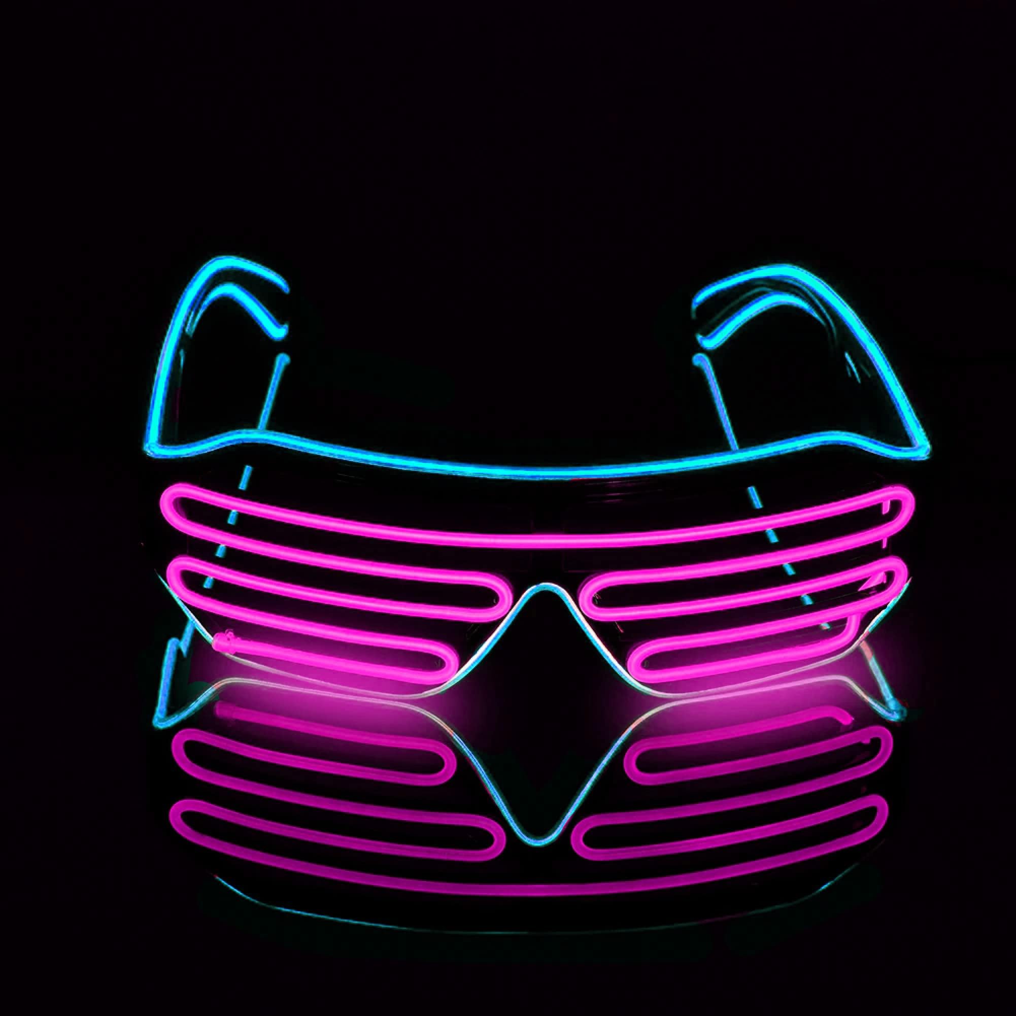 lumous rola Led Glasses Light up El Wire Rave Shutter Glasses, Glow In Dark Flashing Led Sunglasses, Luminous Glasses For Parties, EDM, Halloween RB01 PATENTED