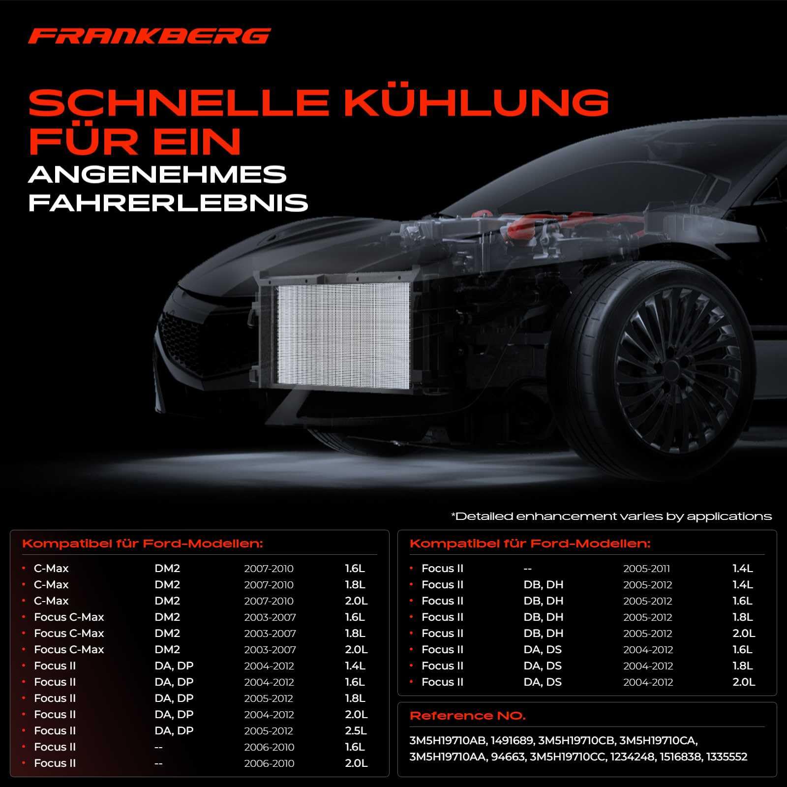 Frankberg 1 x kondensatorowa klimatyzacja kompatybilna z C-Max DM2 1,6 L-2,0 l 2003-2012 Focus C-Max 1,6 L-2,0 L 2004-2012 Focus II DA DP HCP 1,4 L-2,5 l 2005-2012