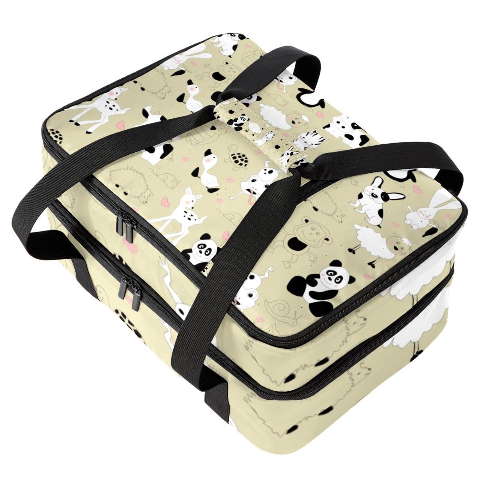 Grand sac à déjeuner isotherme pour homme et femme, double couche, étanche, étanche, réutilisable, sac fourre-tout pour le travail, l'école, le pique-nique, la plage, le camping, les voyages, motif