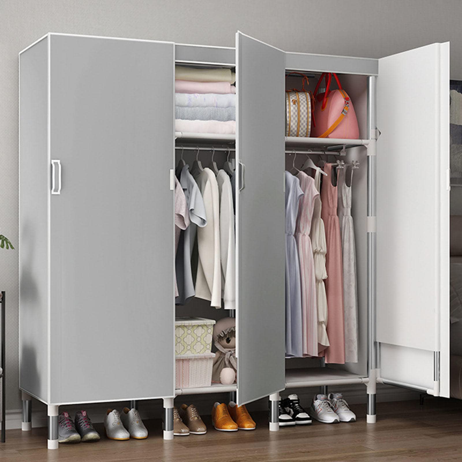Kleiderschrank, tragbare Kleiderschrankregale, faltbarer Schrank für Schlafzimmer, Kleiderschrank, Aufbewahrungsorganisator für Kleidung, Schuhe, C-125 x 50 x 172 cm