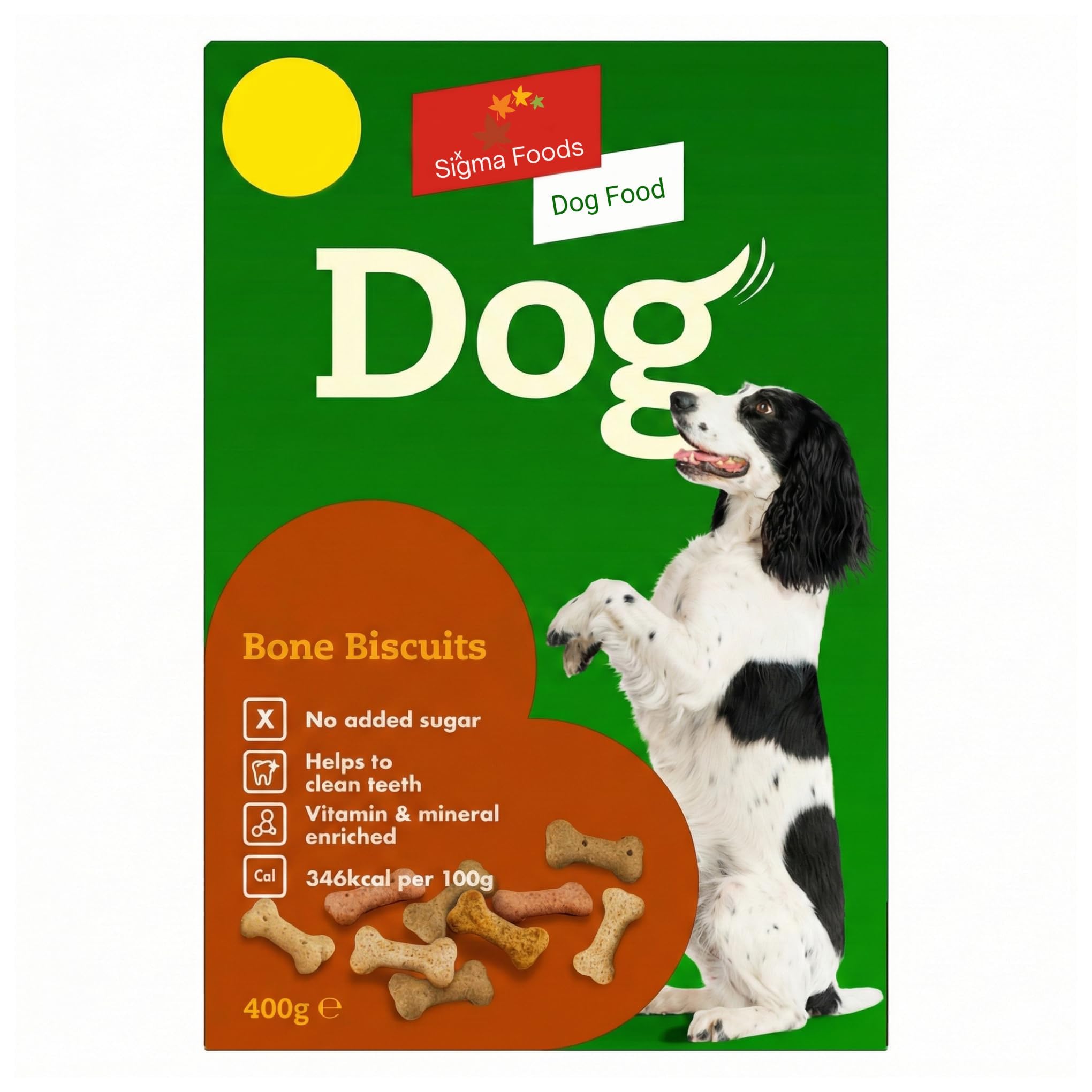 Sixsigma Foods Dog Bone Biscuits 400g - Crunchy & Delicious Treats for Dogs Fun Chewing Snack, Made with Ingredients - Perfect Reward for Training and Daily Treats (Case of 5)