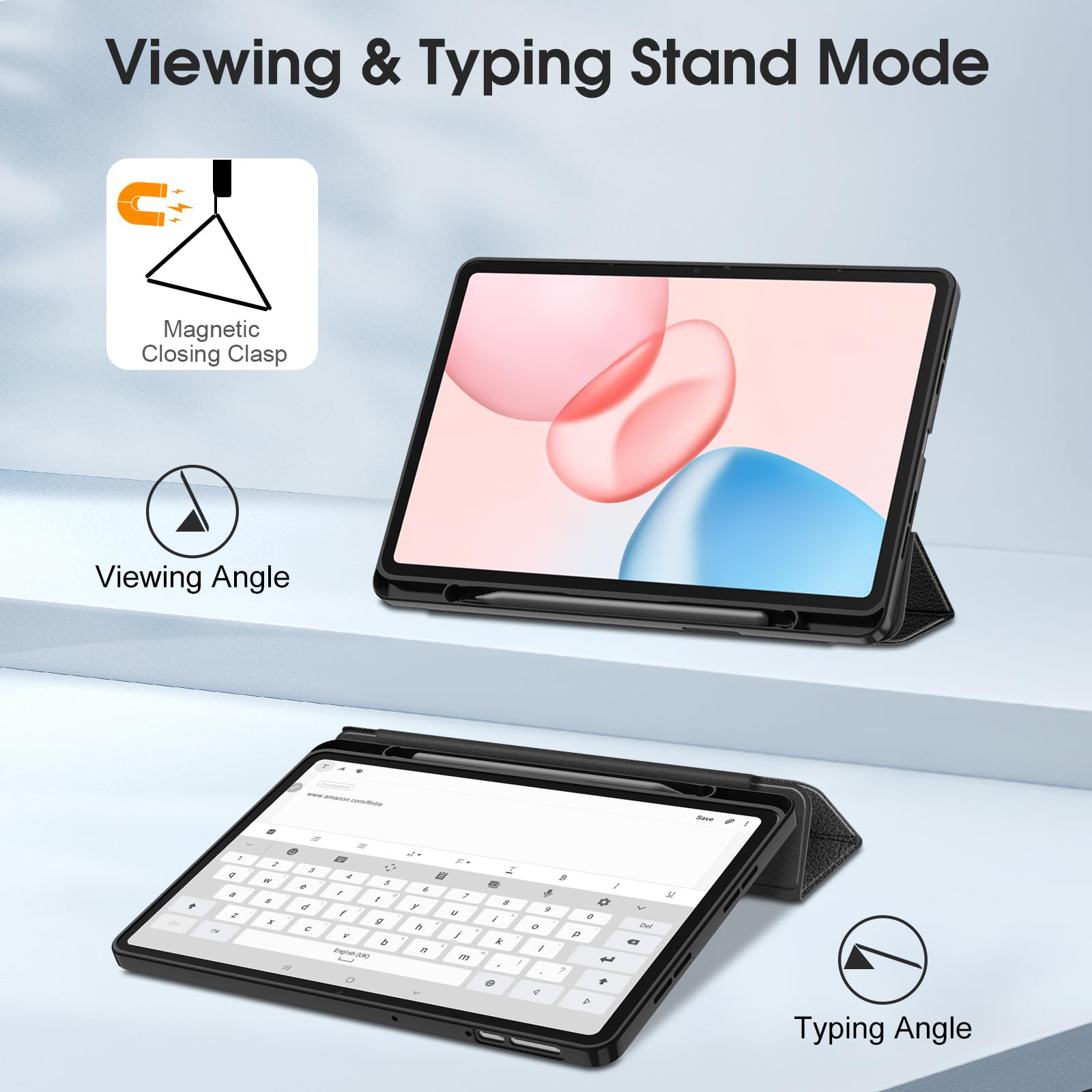 Fintie Etui na tablet Honor Pad 10/Pad 20 12,1 cala 2025 z uchwytem na długopis - ultracienkie, miękkie etui ochronne z TPU z funkcją automatycznego wygaszenia/wybudzenia, czarne