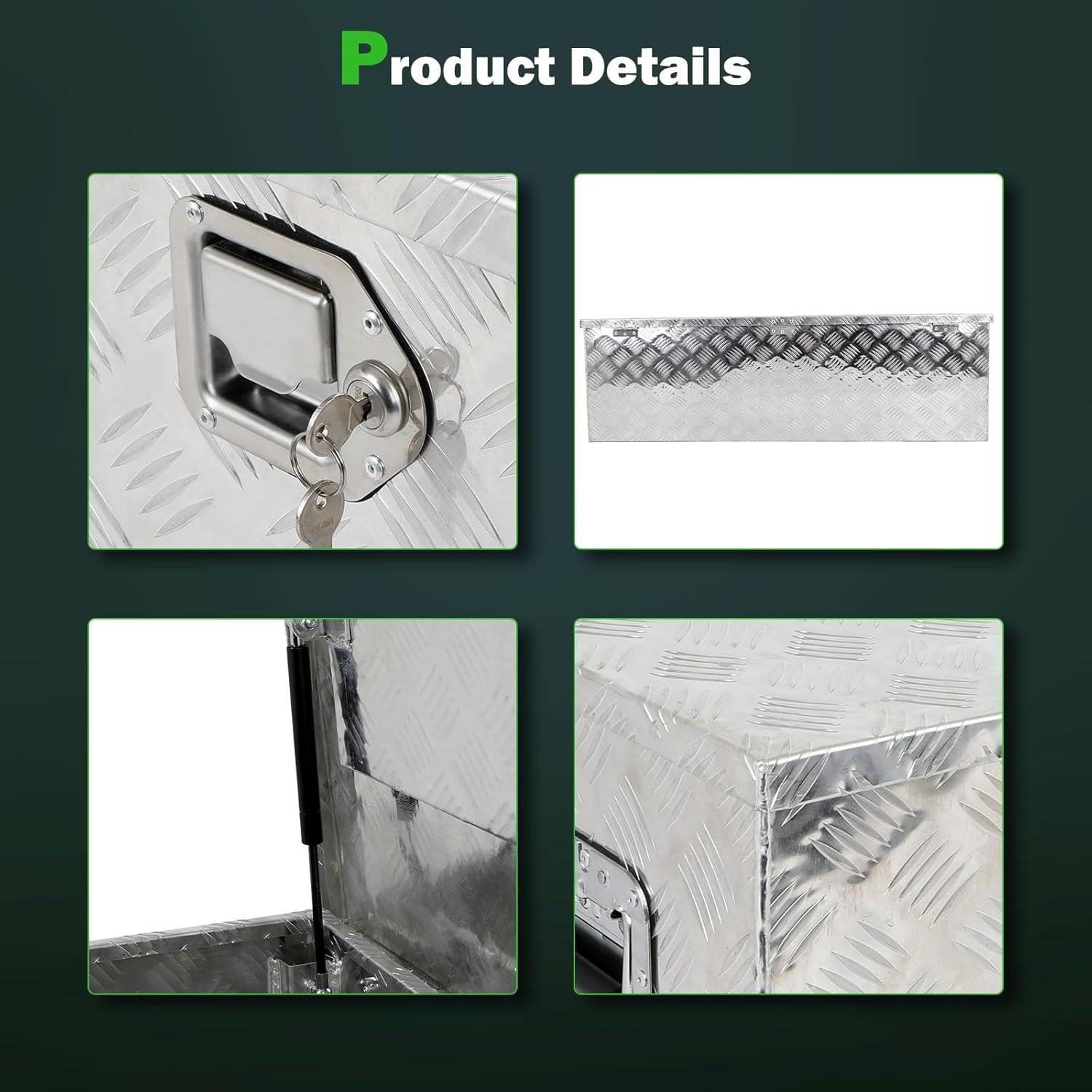 SCITOO 49 Inch Aluminum Diamond Plate Truck Bed Tool Box,Heavy Duty Crossover Storage for Most Full Size Pickups,Lockable Weatherproof Chest,Fits 49" Truck Beds,Easy Access to Load and Unload