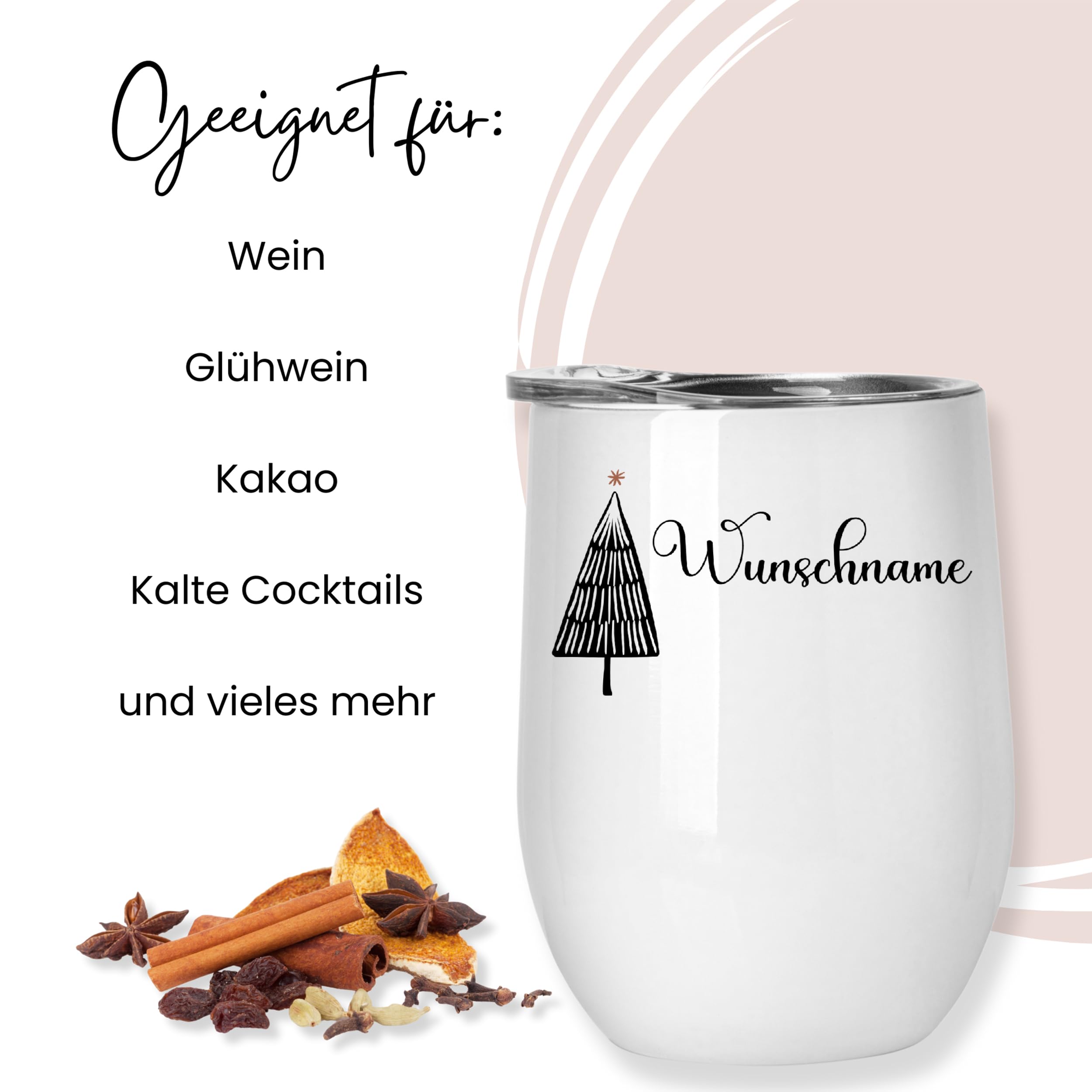GRAZDesign Glühweinbecher Set personalisiert Geschenkset Weihnachten mit zwei Namen Edelstahl Becher