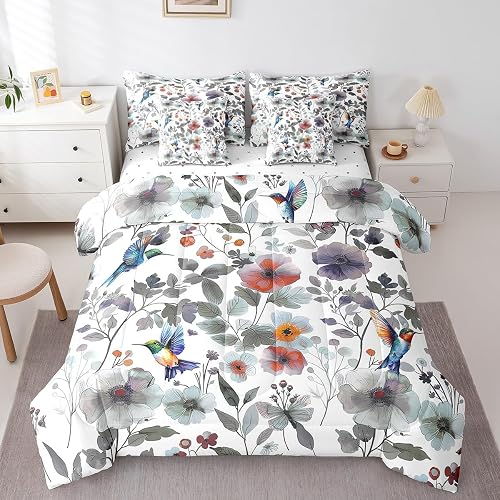 Erosebridal 7 Pieces Bed in a Bag Full Bedding Set with Sheets,Flower Comforter 
