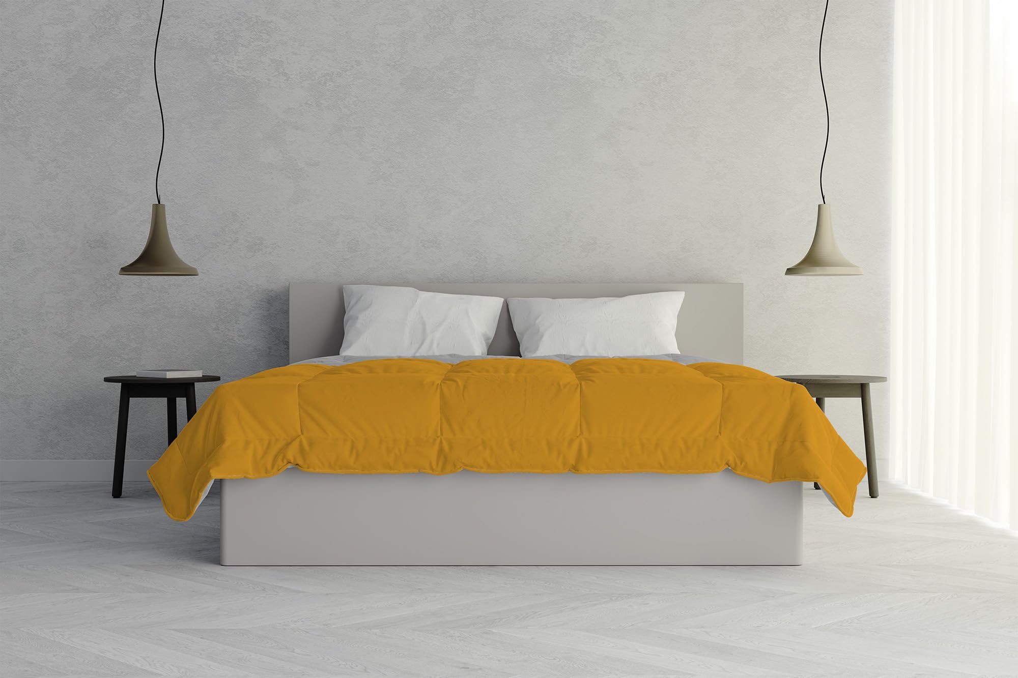 Italian Bed Linen Edredòn de Verano SOGNI E CAPRICCI, Ocre/Gris Claro 250x200 cm