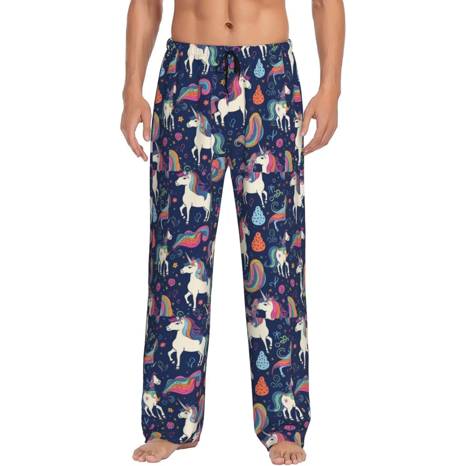 Unicorn And Rainbow Men'S Pajama Pants Loose Leisure Loungewear Lie In Bed Sofa With Pockets Elastic Waist