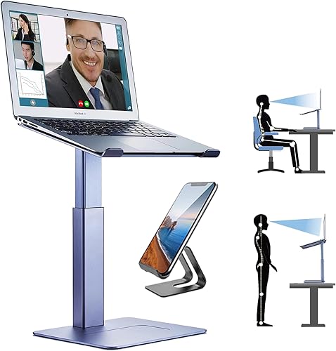 Soporte ajustable para laptop para escritorio, soporte para portátil de DJ de altura ajustable, soporte elevado para portátil para modo de pie y