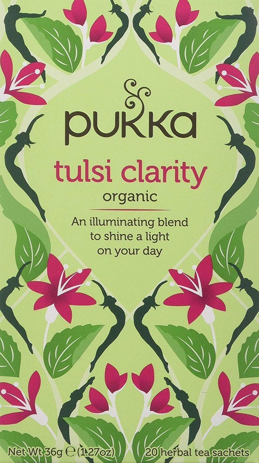 (3 Pack) - Pukka Herbs - Tulsi Clarity Tea | 20 Sachet | 3 Pack Bundle