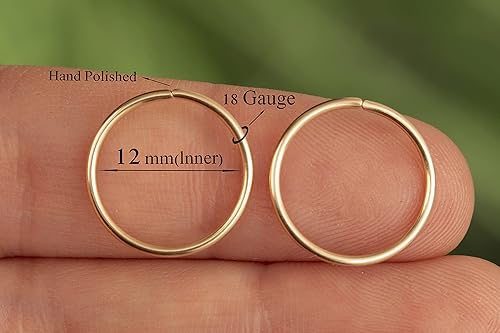 Miniatura 116 de Gold Hoop Earrings Silver Hoop Earrings - Hoop Earrings For Women Two Pcs Of Thin Gold Filled Sterling Silver Hoops, Helix Hoop, Tragus Ring